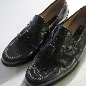 Stacy Adams Men's Black Croc Print Leather Loafers Shoes Size 11 M Dress Slip On